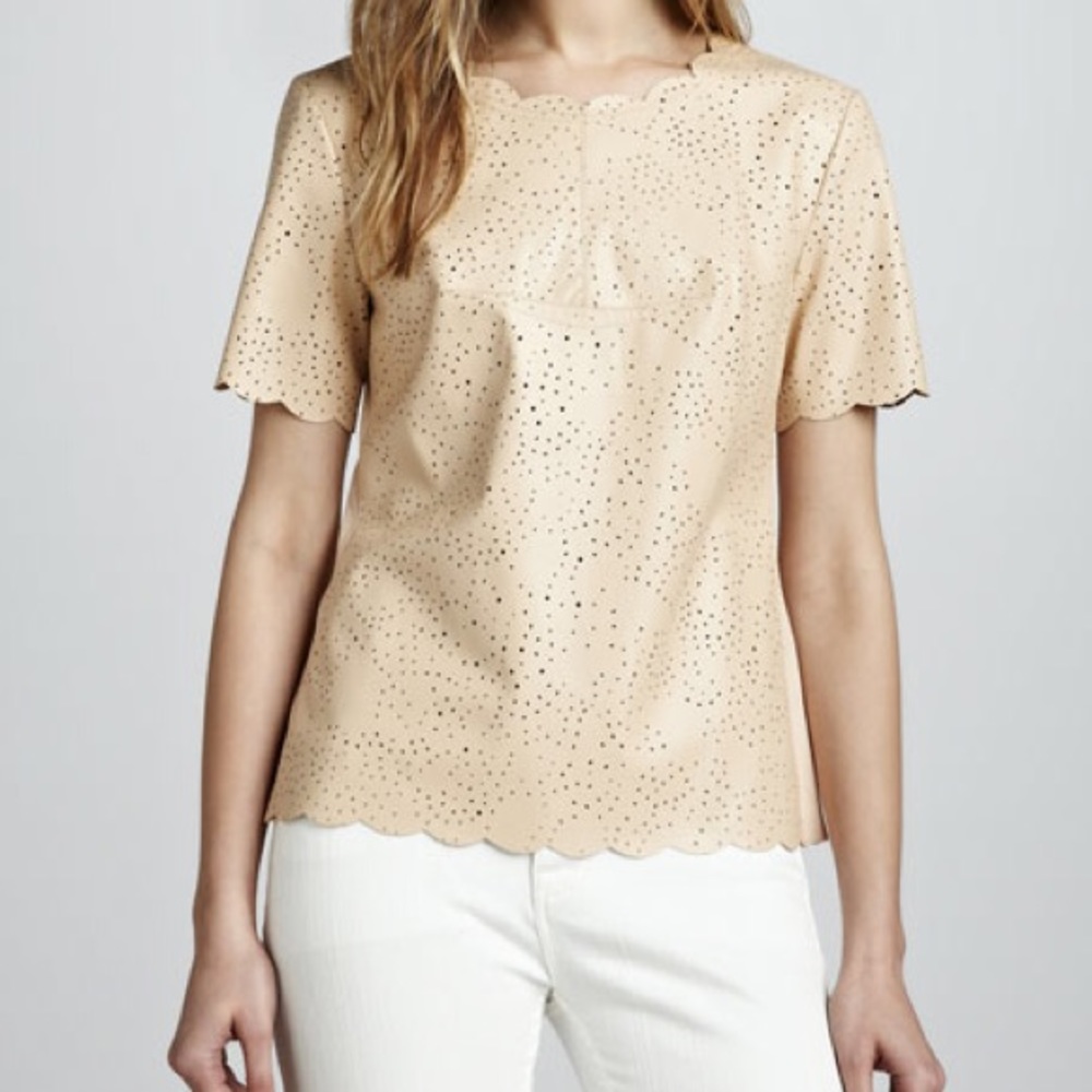 BCBGMaxAria leather top in beige